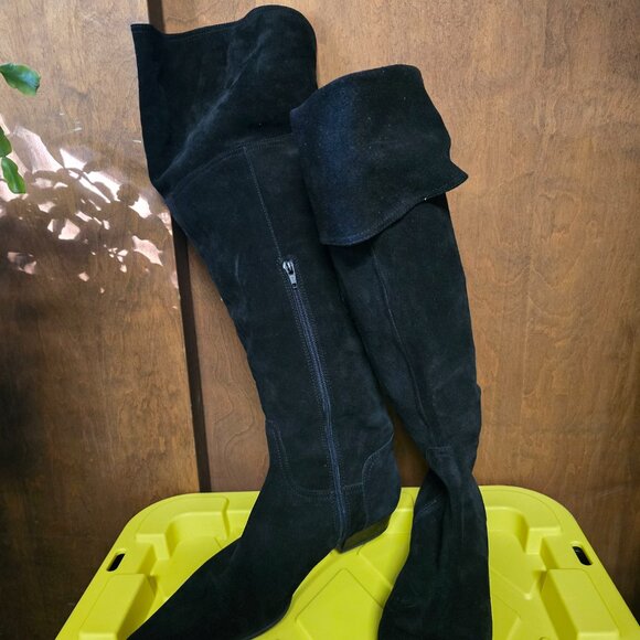 Sundance Point toe over the knee boots Black suede size 41 Narrow Italy made - Picture 3 of 11